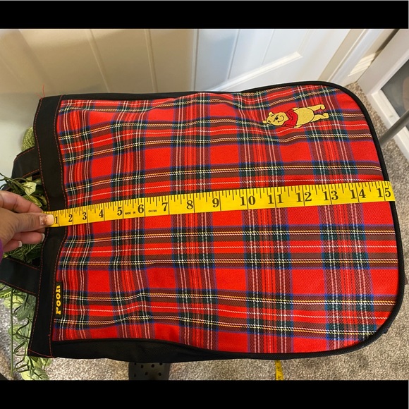 Like New!  Adorable Embroidered Winnie The Pooh Plaid durable Tote - Picture 6 of 11